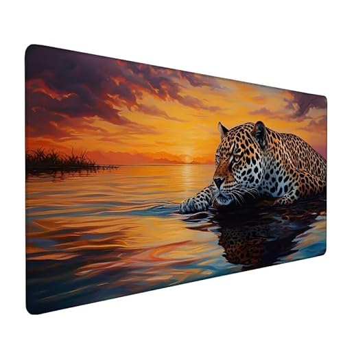 Mauspad See,XXL Mauspad 900x400x3mm,Mauspad Gaming Leopard,Large Size Schreibtisch Unterlage,Wasserdicht Mouse Pad,GenäHte Kanten,rutschfest,Improved Precision and Speed,FüR Office Geschenk XZ-10 von Zhynfiie