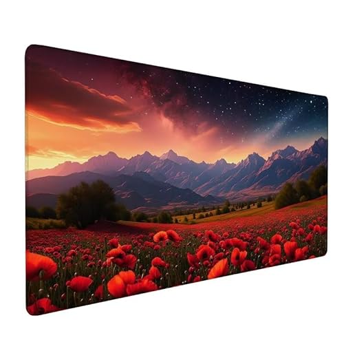 Mauspad Sternenhimmel,XXL Mauspad 900x400x3mm,Mauspad Gaming Blume,Large Size Schreibtisch Unterlage,Wasserdicht Mouse Pad,GenäHte Kanten,Rutschfest,Improved Precision And Speed,FüR Office XZ-152 von Zhynfiie