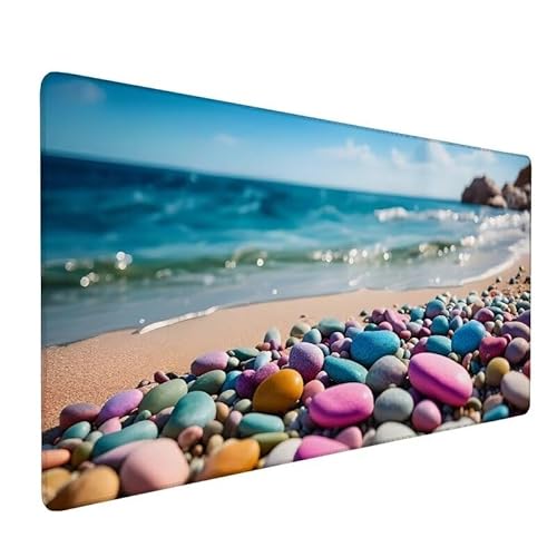 Mauspad Strand, GroßEs Mauspad 1200x600x3mm XXL Mauspad Gaming Stein, Mouse Pad Mit VernäHte Kanten, Schreibtischunterlage, Rutschfeste Gummibasis, Verbessert PräZision Und Geschwindigkeit XZ-335 von Zhynfiie