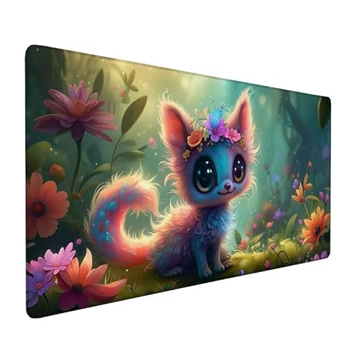 Mauspad Tier,GroßEs Mauspad 1200x600x3mm XXL Mauspad Gaming Blume,Mouse Pad Mit VernäHte Kanten,Schreibtischunterlage,Rutschfeste Gummibasis,Verbessert PräZision Und Geschwindigkeit,FüR Office XZ-79 von Zhynfiie