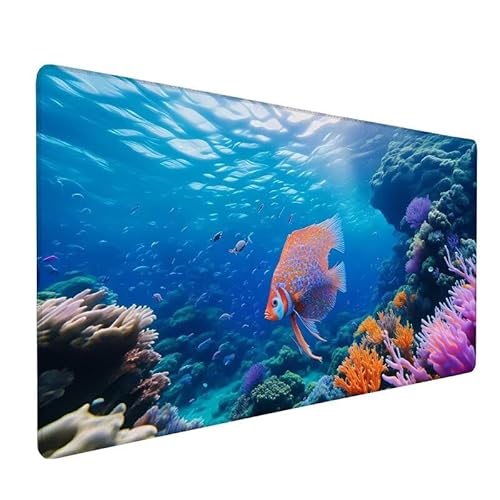 Mauspad Tier,GroßEs Mauspad 800x300x3mm XXL Mauspad Gaming Fisch,Mouse Pad Mit VernäHte Kanten,Schreibtischunterlage,Rutschfeste Gummibasis,Verbessert PräZision Und Geschwindigkeit,FüR Office XZ-543 von Zhynfiie