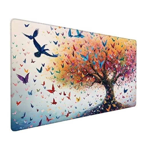 Mauspad Vogel,GroßEs Mauspad 800x400x3mm XXL Mauspad Gaming Schmetterling,Mouse Pad Mit VernäHte Kanten,Schreibtischunterlage,Rutschfeste,Verbessert PräZision Und Geschwindigkeit,FüR Office XZ-903 von Zhynfiie