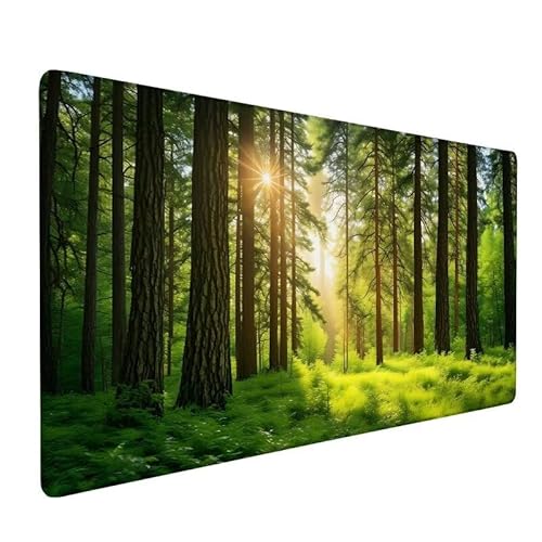 Mauspad Wald,XXL Mauspad 800x400x3mm,Mauspad Gaming Sonnenuntergang,Large Size Schreibtisch Unterlage,Wasserdicht Mouse Pad,GenäHte Kanten,Rutschfest,Improved Precision And Speed,FüR Office XZ-54 von Zhynfiie