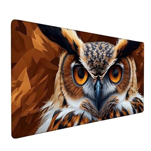 Mauspad braun,GroßEs Mauspad 900x400x3mm XXL Mauspad Gaming Eule,Mouse Pad Mit VernäHte Kanten,Schreibtischunterlage,Rutschfeste Gummibasis,Verbessert PräZision Und Geschwindigkeit,FüR Office XZ-805 von Zhynfiie