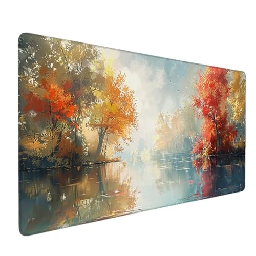 Mauspad XXL 1200x600 Gaming Mousepad Groß Rot für alle Maustypen (Kugel, Optisch, Laser) mit stark haftender Unterseite für optimalen Halt Wasserdicht Schreibtischunterlage Ergonomisches (Baum) W-8 von Zhyolei