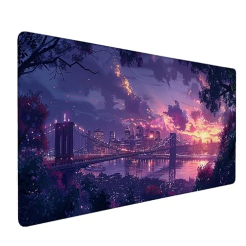 Premium Gaming Mauspad XXL 1200x600, Wasserdicht & rutschfest Mouse Pad, Genähte Kanten für Haltbarkeit Schreibtischunterlage- Perfekt für PC, MacBook und Laptop, Mousepad Groß Lila (Landschaft) 2-7 von Zhyolei