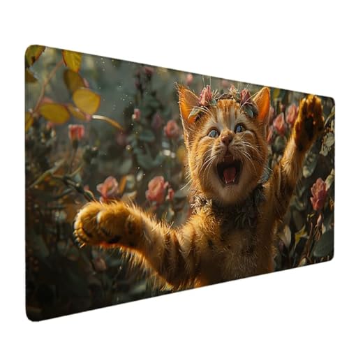 Premium Gaming Mauspad XXL 1200x600 - Wasserdicht & rutschfest Mouse Pad - Genähte Kanten für Haltbarkeit Schreibtischunterlage- Perfekt für PC, MacBook und Laptop - Mousepad Groß Braun (Tier) I-Z von Zhyolei