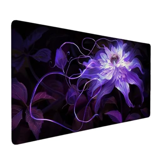 Premium Gaming Mauspad XXL 1200x600 - Wasserdicht & rutschfest Mouse Pad - Genähte Kanten für Haltbarkeit Schreibtischunterlage- Perfekt für PC, MacBook und Laptop - Mousepad Groß Lila (Blume) P-B von Zhyolei