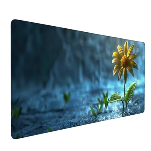 Premium Gaming Mauspad XXL 800 x 300mm, Wasserdicht Rutschfest Mouse Pad, Genähte Kanten für Haltbarkeit Schreibtischunterlage- Perfekt für PC, MacBook und Laptop, Mousepad Groß Gelb (Sonnenblume) 9-Z von Zhyolei