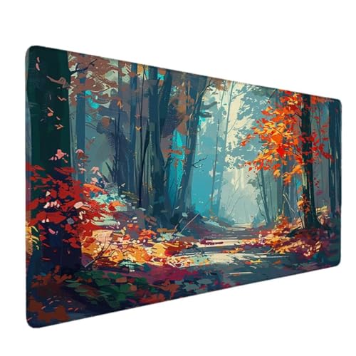 Premium Gaming Mauspad XXL 800x300 - Wasserdicht & rutschfest Mouse Pad - Genähte Kanten für Haltbarkeit Schreibtischunterlage- Perfekt für PC, MacBook und Laptop - Mousepad Groß Gelb (Baum) 7-4 von Zhyolei