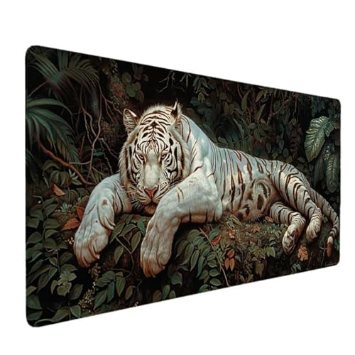 Premium Gaming Mauspad XXL 800x300 - Wasserdicht & rutschfest Mouse Pad - Genähte Kanten für Haltbarkeit Schreibtischunterlage- Perfekt für PC, MacBook und Laptop - Mousepad Groß GrüN (Tiger) 4-8 von Zhyolei