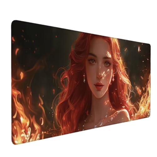 Premium Gaming Mauspad XXL 800x300 - Wasserdicht & rutschfest Mouse Pad - Genähte Kanten für Haltbarkeit Schreibtischunterlage- Perfekt für PC, MacBook und Laptop - Mousepad Groß Rot (Niedlich) T-2 von Zhyolei