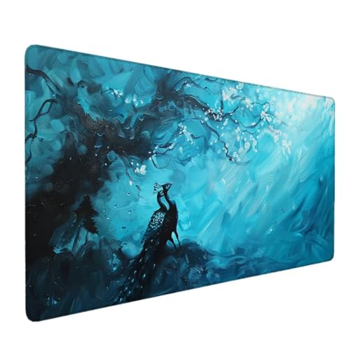 Premium Gaming Mauspad XXL 900x400 - Wasserdicht & Rutschfest Mouse Pad - Genähte Kanten für Haltbarkeit Schreibtischunterlage- Perfekt für PC, MacBook und Laptop - Mousepad Groß Blau (Landschaft) A-8 von Zhyolei