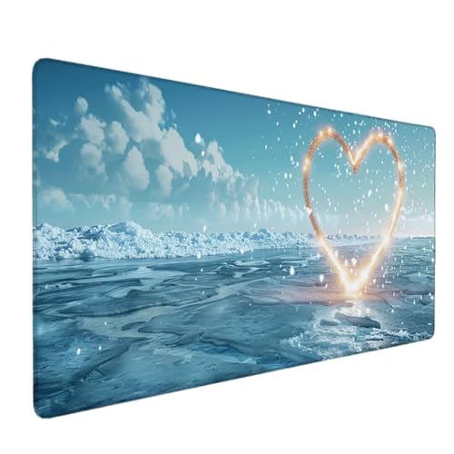 Premium Gaming Mauspad XXL 900x400 - Wasserdicht & rutschfest Mouse Pad - Genähte Kanten für Haltbarkeit Schreibtischunterlage- Perfekt für PC, MacBook und Laptop - Mousepad Groß Blau (Ozean) 1-8 von Zhyolei