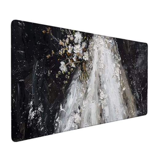 Premium Gaming Mauspad XXL 900x400 - Wasserdicht & rutschfest Mouse Pad - Genähte Kanten für Haltbarkeit Schreibtischunterlage- Perfekt für PC, MacBook und Laptop - Mousepad Groß Schwarz (Rock) 4-8 von Zhyolei