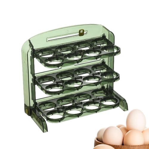 Eierbehälter, rollender Eierspender, 3-lagige Eierablage mit großem Fassungsvermögen, wiederverwendbare Eieraufbewahrungsbox, Kühlschrank-Eier-Organizer, Kühlschrank-Eierablagebehälter (23 x 11 x 20,5 von Ziennhu