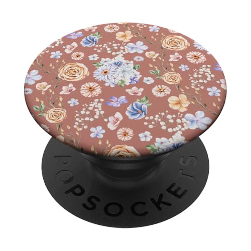 Aquarell-Blumenrankenmuster auf Rosenholzrosa PopSockets mit austauschbarem PopGrip von Zierliches Vintage-Blumenmuster