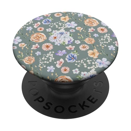 Aquarell-Blumenrankenmuster auf Vintage-Mintgrün PopSockets mit austauschbarem PopGrip von Zierliches Vintage-Blumenmuster