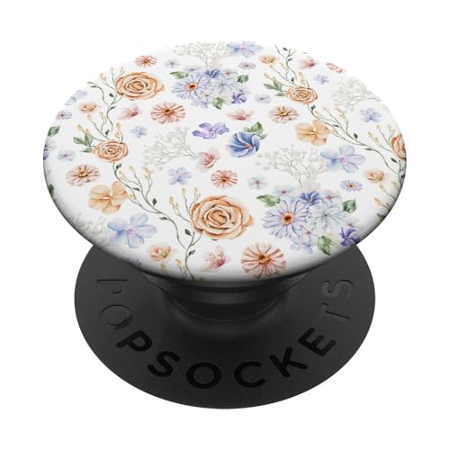 Aquarell-Blumenrankenmuster auf Weiß PopSockets mit austauschbarem PopGrip von Zierliches Vintage-Blumenmuster