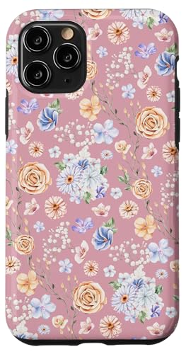 Hülle für iPhone 11 Pro Aquarell-Blumenrankenmuster auf Rosenrosa von Zierliches Vintage-Blumenmuster