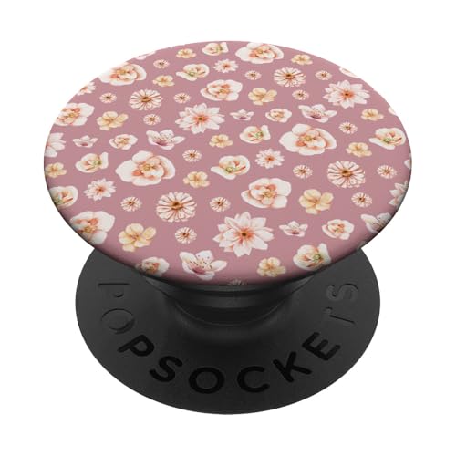 Zartes Pfirsichblütenmuster auf pastellrosa Rosa PopSockets mit austauschbarem PopGrip von Zierliches Vintage-Blumenmuster