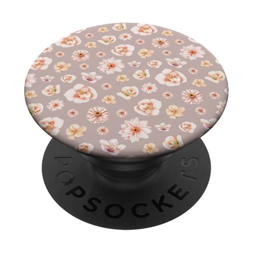 Zartes Pfirsichblütenmuster auf rosa Beige PopSockets mit austauschbarem PopGrip von Zierliches Vintage-Blumenmuster