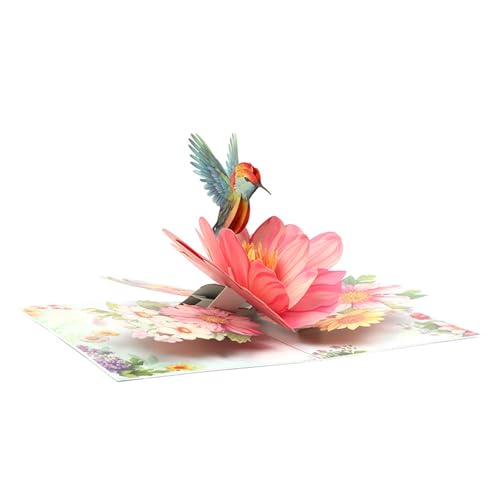 Zktfyshk Einzigartige 3D-Blumen- und Kolibri-Grußkarte, handgefertigte Segenskarte mit Umschlag, stilvoller Hochzeitstag von Zktfyshk