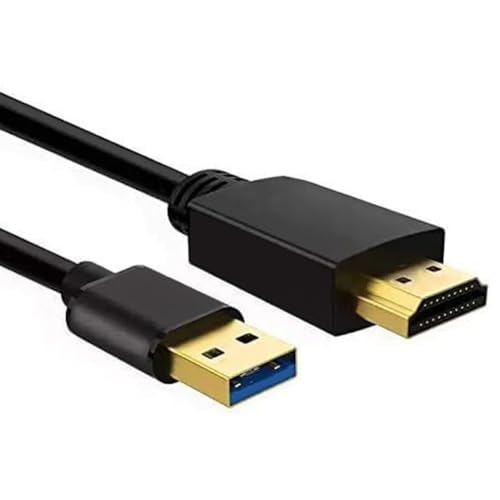 Znoogrn USB-auf-HDMI-Kabel, USB-zu-HDMI-Adapter für Monitor, USB 3.0-Stecker auf HDMI-Stecker-Adapter für TV/DVD-Player/Projektor – 2 m (schwarz) von Znoogrn