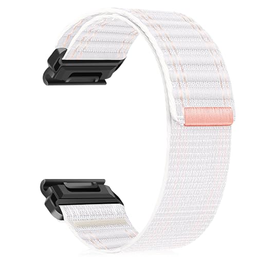 ZoRoll 20 mm QuickFit Armband für Garmin Fenix 8 43 mm/Fenix 7S Pro Solar/7S/6S/6S Pro/5S/5S Plus, Wellenmuster Nylon Sport Loop Ersatzarmband für Garmin Descent Mk3S/Mk3Si/Mk2S - Rosa und Weiß von ZoRoll