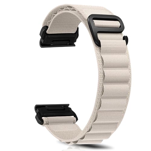 ZoRoll 22mm QuickFit Armband für Garmin Fenix E 47mm / Fenix 8 47mm/Fenix 7 Pro /7/6 Pro / 6/5 Plus / 5, Nylon G-Haken Einstellbar Ersatzarmband für Garmin Epix (Gen 2) / Garmin Epix - Weiß von ZoRoll