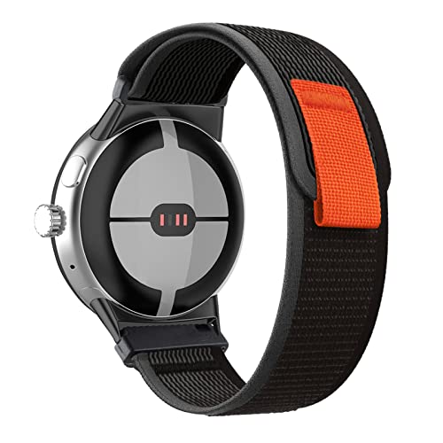 ZoRoll Armband Kompatibel mit Google Pixel Watch 3 41mm/Pixel Watch 2/Pixel Watch, Elastisch Nylon Klettverschluss Ersatzarmband Kompatibel mit Google Pixel Watch 3 41mm - Schwarz&Grau von ZoRoll