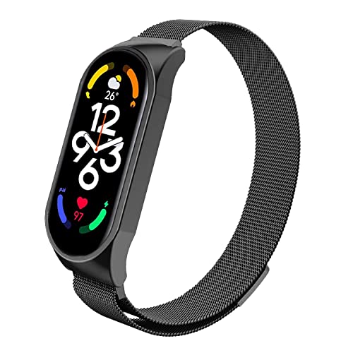 ZoRoll Armband Kompatibel mit Xiaomi Smart Band 7, Edelstahl Ersatzarmband Mesh Metall Uhrenarmband Kompatibel mit Xiaomi Mi Band 7 - Schwarz von ZoRoll