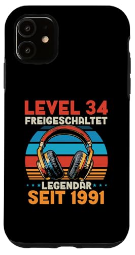 Hülle für iPhone 11 Level 34 Geburtstag Junge Gamer Mann Deko Jahrgang 1991 von Zocker Stylez Gamer Geburtstag Geschenke 2025