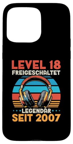 Hülle für iPhone 15 Pro Max Level 18 Geburtstag Junge Gamer Mann Deko Volljährig 2007 von Zocker Stylez Gamer Geburtstag Geschenke 2025