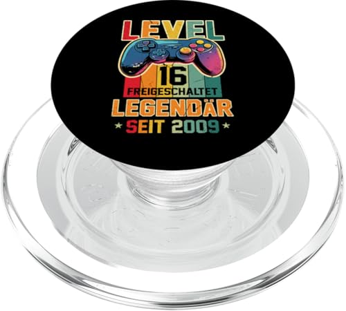 Level 16 Geburtstag Junge Gamer Teenager Deko Jahrgang 2009 PopSockets PopGrip für MagSafe von Zocker Stylez Gamer Geburtstag Geschenke 2025