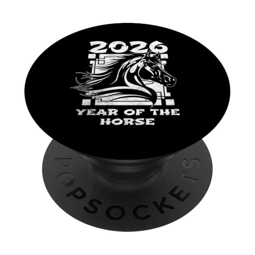 Jahr des Pferdes 2026 Chinesisches Neujahr PopSockets Klebender PopGrip von Zodiac Horse Designs