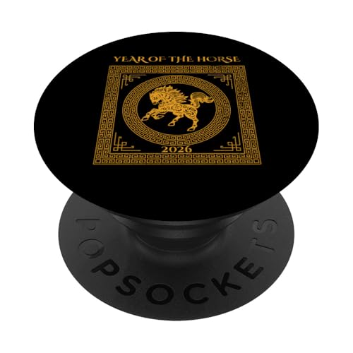 Jahr des Pferdes 2026 Chinesisches Neujahr PopSockets Klebender PopGrip von Zodiac Horse Designs