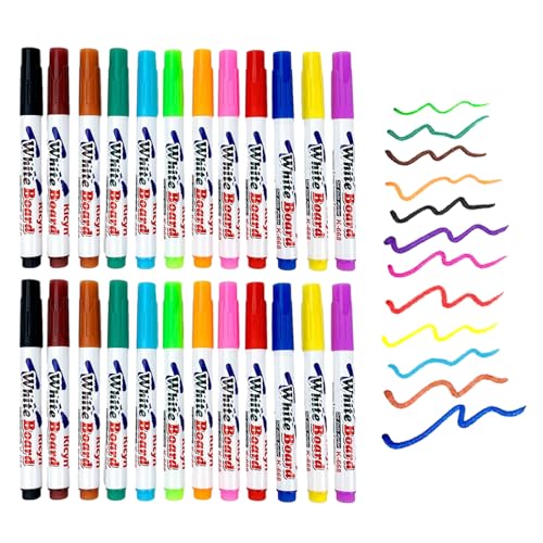 Zodors Whiteboard Marker, 24 Stück Whiteboard Stifte Rundspitze ca. 2 mm Linienbreite,Whiteboard Stifte mit 12 Farben für Magnettafel Flipchart, Abwischbare Stifte Lehrer Zubehör Schule Zuhause Büro von Zodors