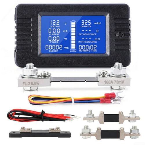 Zoegneer DC-Batterie-Monitor, digital, Strom, Spannung, Energie, Leistungsmesser, 12 V, 0–200 V, Batterie-Monitor, LCD-Display, Gleichspannung für Auto, Wohnmobil (300 A) von Zoegneer