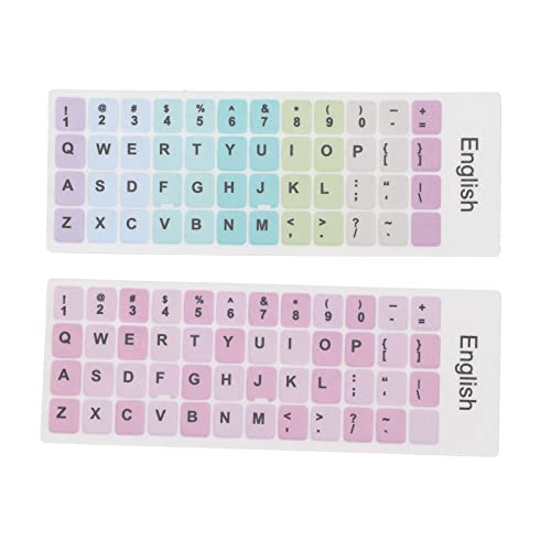 2 Stück PVC-Ersatzbuchstaben-Aufkleber für englische Tastatur, Tastaturaufkleber, Ersatzaufkleber für englische Tastatur, bunter Regenbogen, kompatibel mit Allen 10 bis 17 Zoll (A) von Zoeyilan