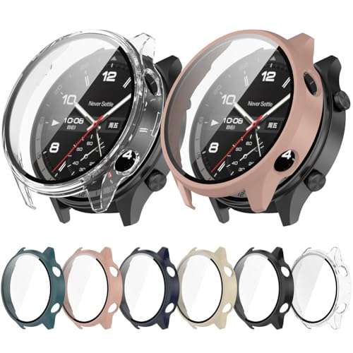 Zohmuly 6 Stück Schutzhülle Kompatibel mit Oneplus Watch 2R,PC Ultradünne HD Hartglas Glas Kratzfest Rundum Displayschutz für Oneplus Watch 2R Case von Zohmuly