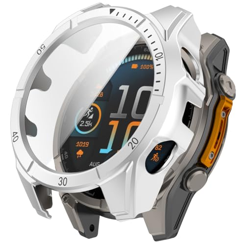 Zohmuly Schutzhülle Kompatibel mit Garmin Fenix 8 AMOLED 47mm,PC Ultradünne HD Hartglas Glas Kratzfest Rundum Displayschutz für Fenix 8 AMOLED 47mm Case von Zohmuly