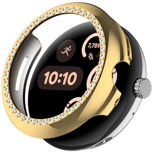 Zohmuly Schutzhülle kompatibel für Google Pixel Watch 3 41mm/Pixel Watch 1,Bling Einreihigem Diamant Hohl Ersatzgehäuse mit Stoßfeste Harter PC-Stoßfänger für Google Pixel Watch 2 von Zohmuly