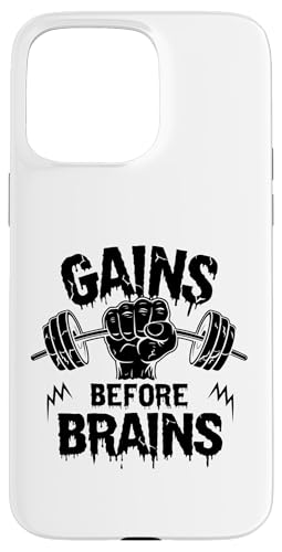 Gains Before Brains Zombie Halloween Gewichtheben Hülle für iPhone 15 Pro Max von Zombie Halloween Lover Gifts