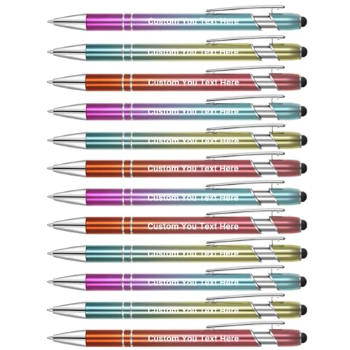 Zoonnis 24 Pcs Personalisierte Kugelschreiber mit Stylus-Tipps für Business Personalisierte Gravierte Stift Bulk für Frauen Männer mit Namen Text Schreiben kundengerechten Stift mit Schwarzer Tinte von Zoonnis