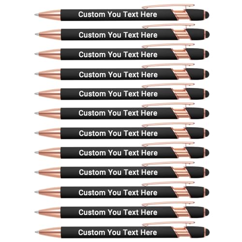 Zoonnis 24 Pcs Personalisierte Kugelschreiber mit Stylus-Tipps für Business Personalisierte Gravierte Stift in Bulk für Frauen Männer mit Namen Text Benutzerdefinierte Stift mit Schwarzer Tinte von Zoonnis