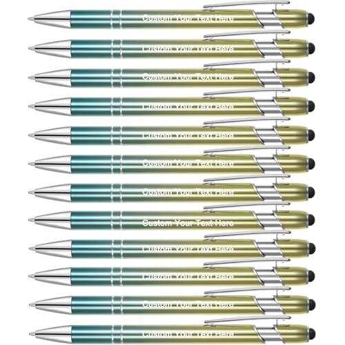 Zoonnis 36 Pcs Personalisierte Kugelschreiber mit Stylus-Tipps für Business Personalisierte Gravierte Stift Bulk für Frauen Männer mit Namen Text Schreiben kundengerechten Stift mit Schwarzer Tinte von Zoonnis