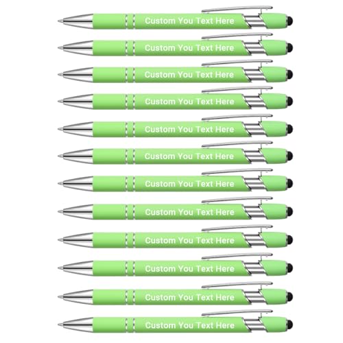 Zoonnis 48 Stück personalisierte Kugelschreiber mit Stylus-Spitzen für Geschäft, personalisierbar, gravierter Stift in Großpackung für Damen und Herren, mit Namentext, personalisierter Stift, von Zoonnis