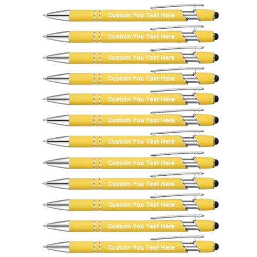 Zoonnis 500 Stück personalisierte Kugelschreiber mit Stylus-Spitzen für Geschäft, personalisierbar, gravierter Stift in Großpackung für Damen und Herren, mit Namentext, personalisierter Stift, von Zoonnis