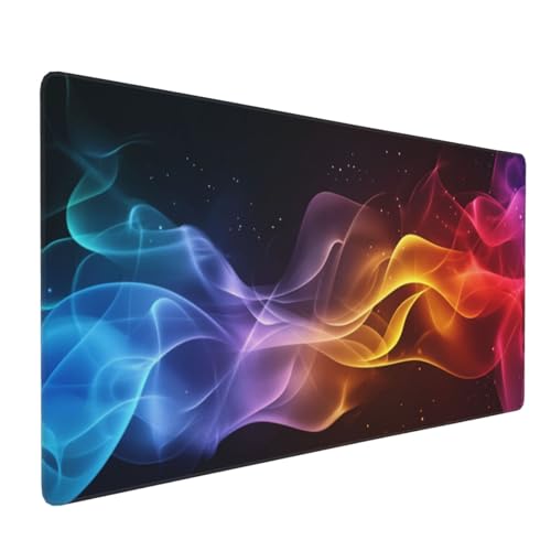 Abstrakt Gaming Mauspad XXL 900x400x4mm, Groß Bunt Mousepad Vernähte Kanten Wasserdicht Anti-Rutsch Basis Desk Mat für PC, Laptop Verbesserung der Präzision und Geschwindigkeit der Büroarbeit-GZ105 von Zosoore